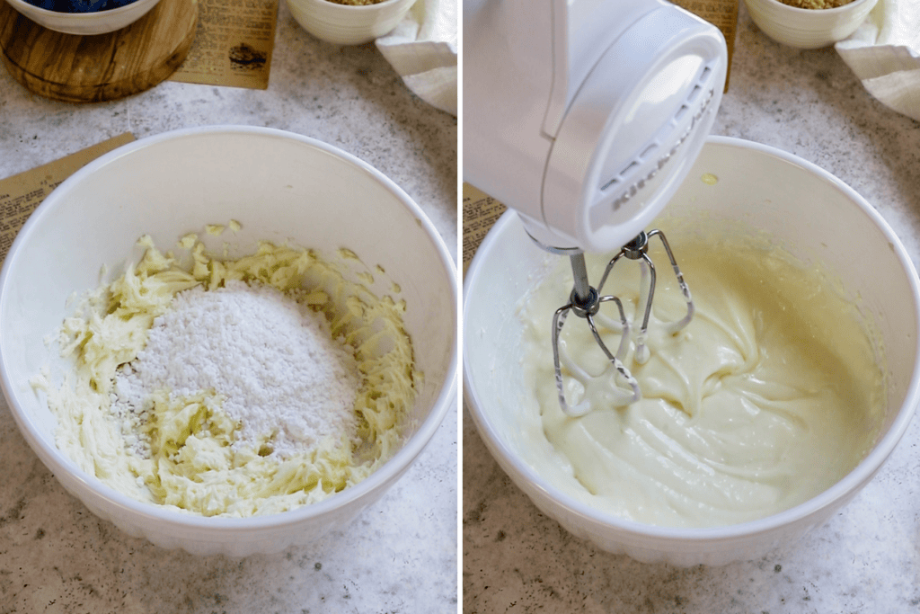 making a cream cheese glaze.