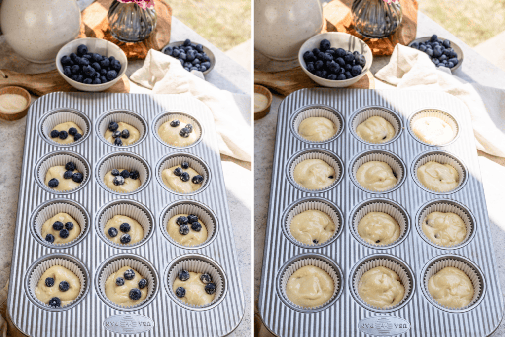 cupcakes with blueberries in the batter.