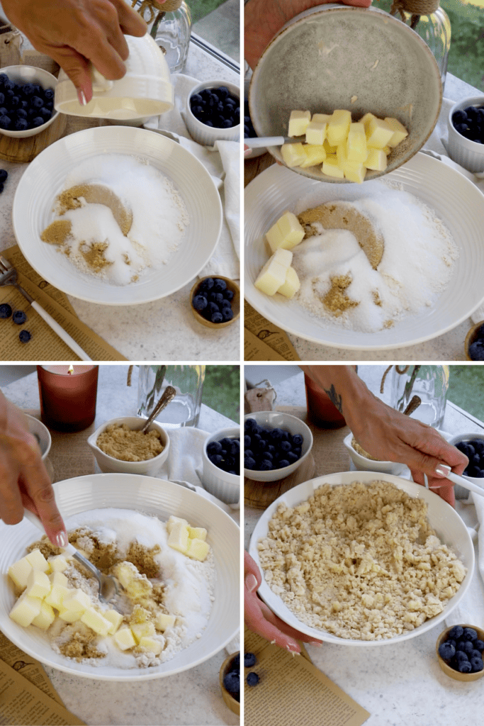making the streusel topping.