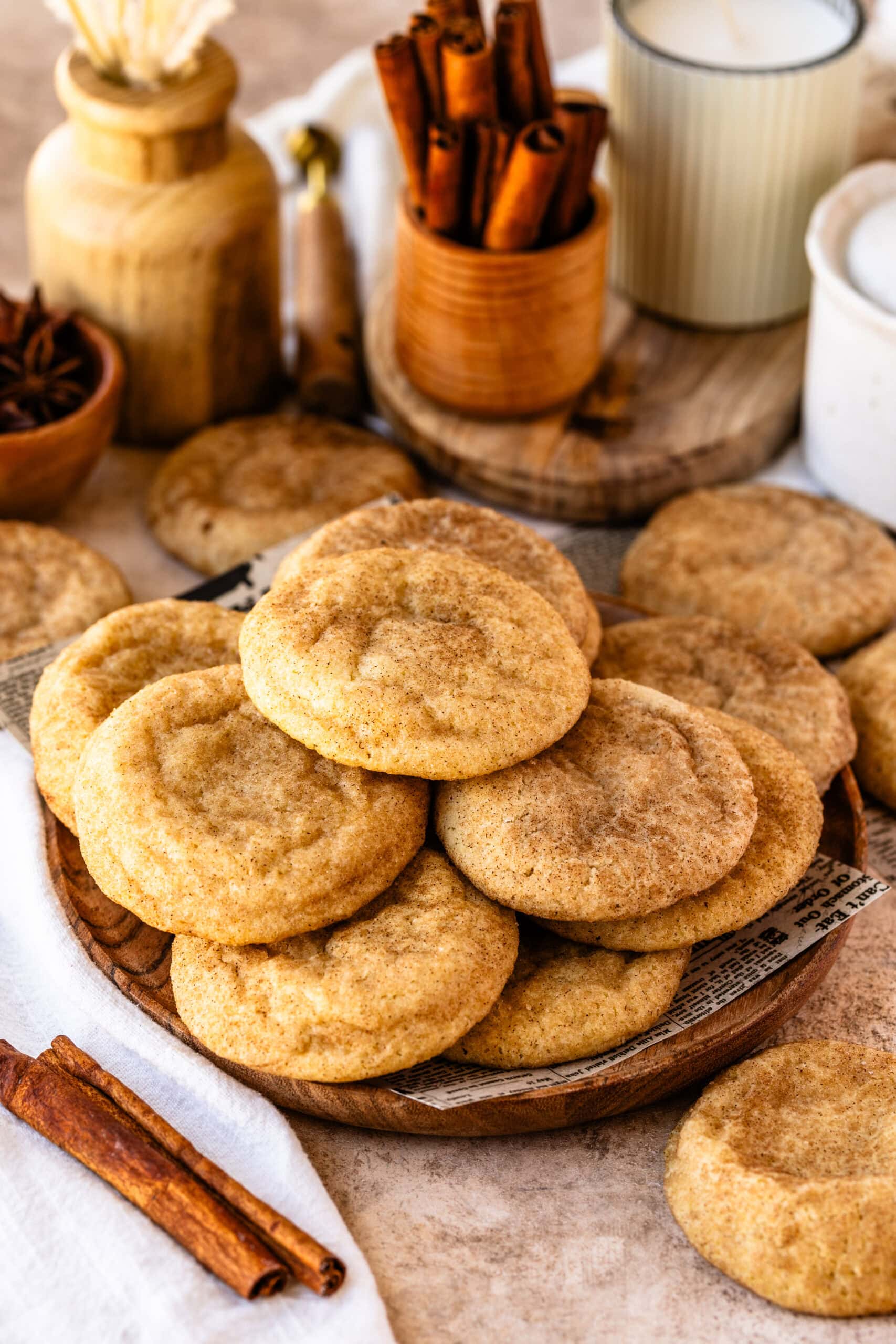 Snickerdoodle cookies on a plate.