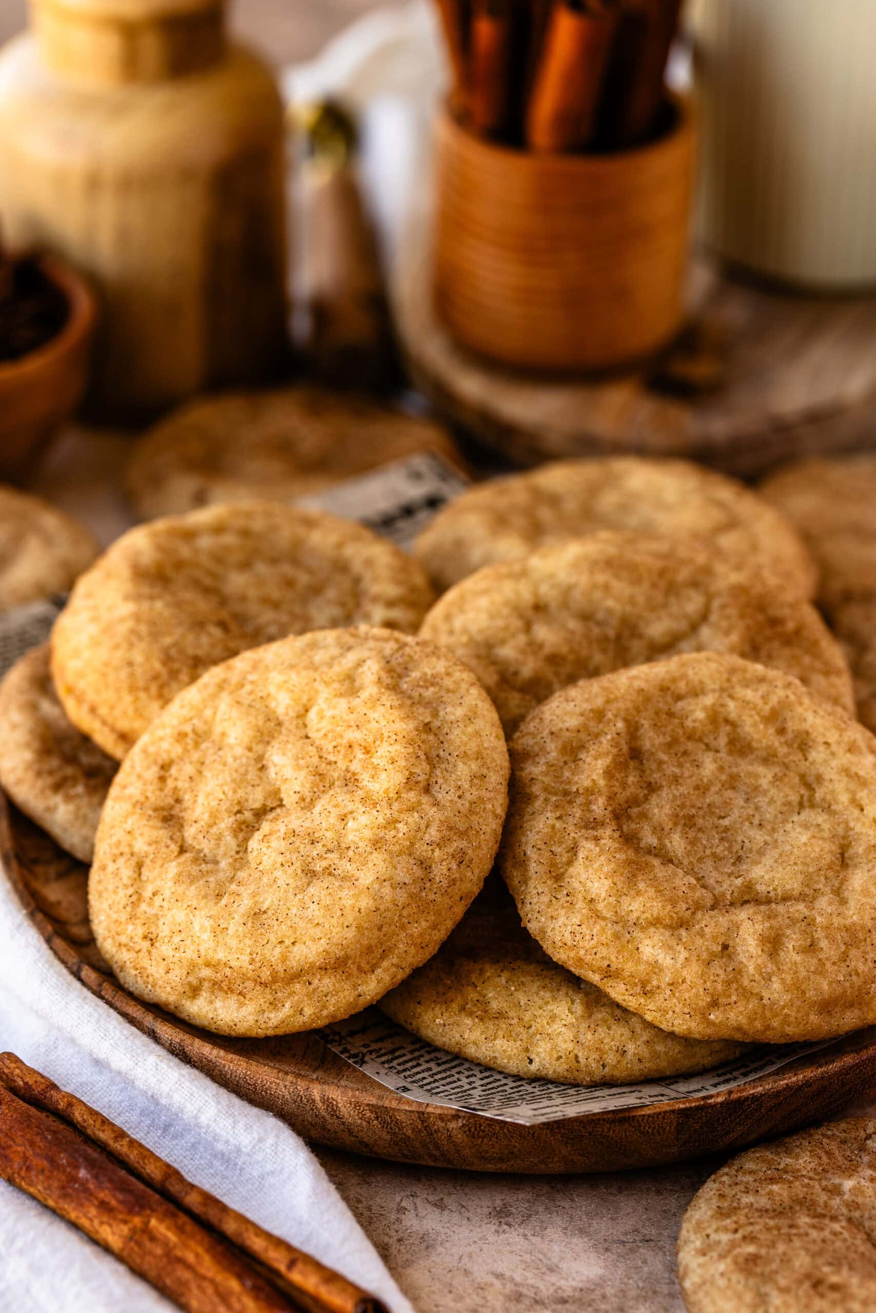 Snickerdoodle cookies on a plate.