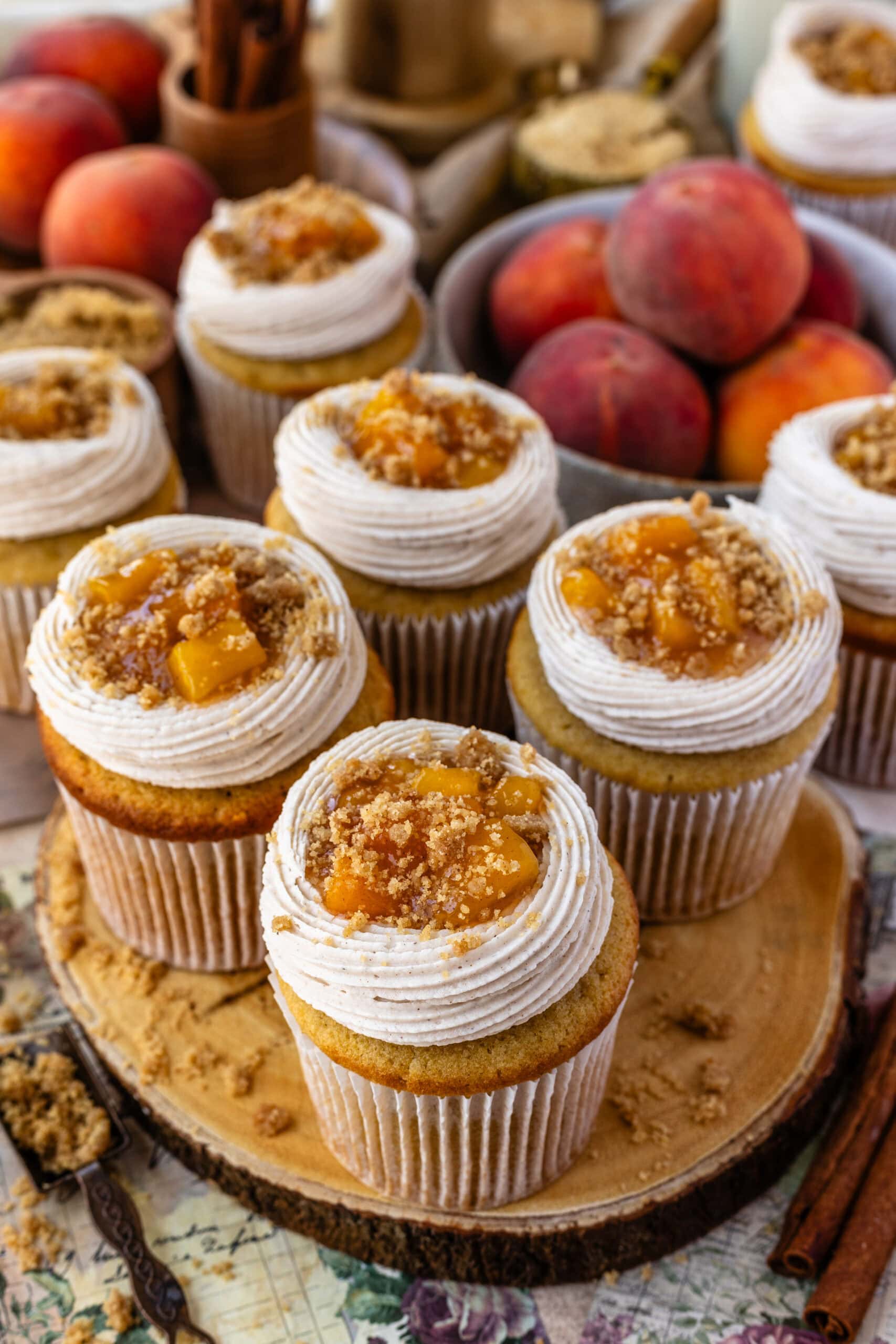 Peach cupcakes filled with peach jam.