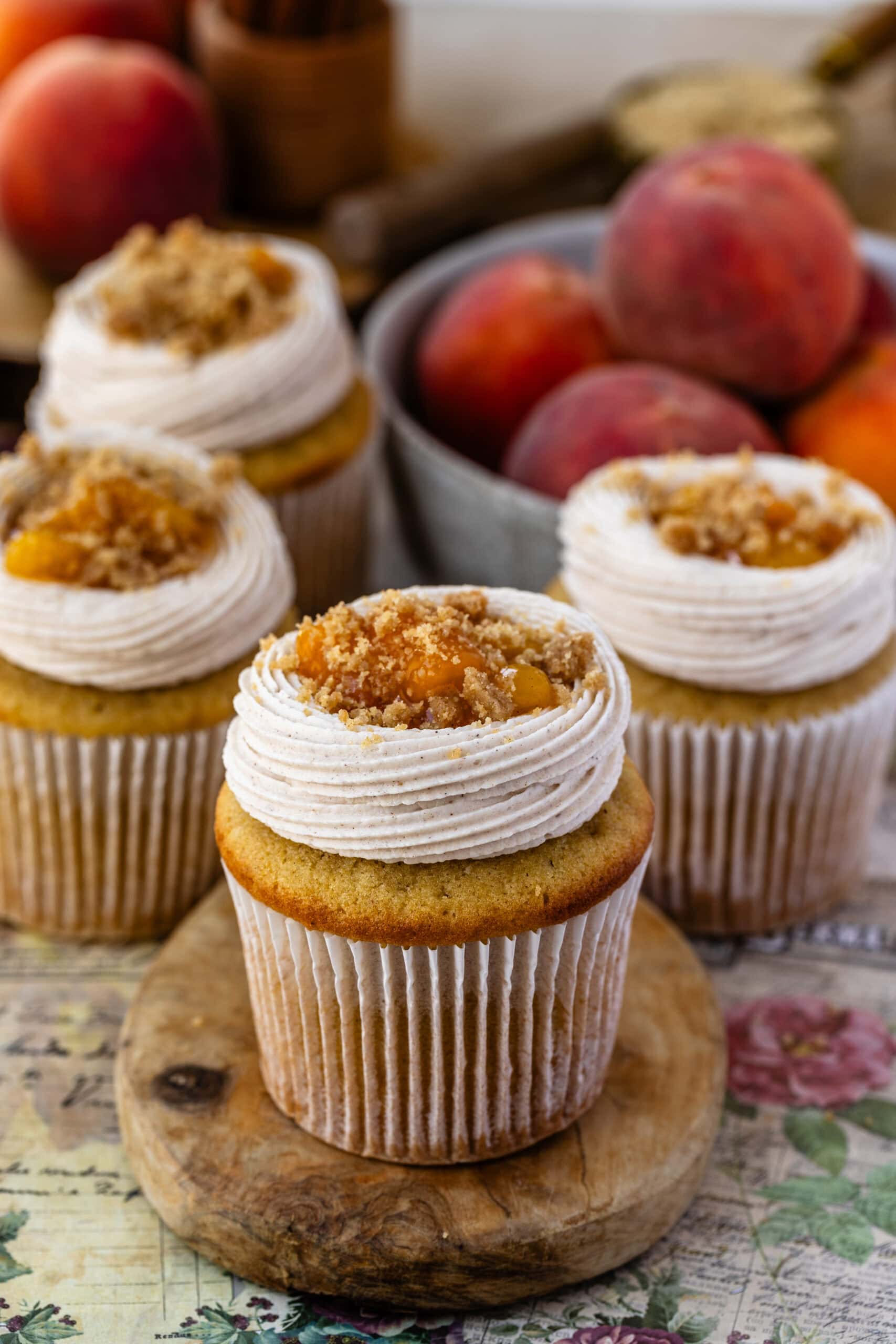 Peach cupcakes filled with peach jam.