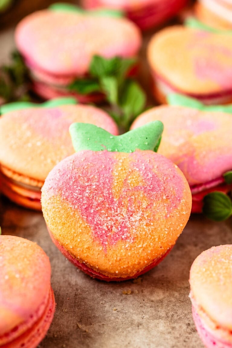 peach shaped macaron.