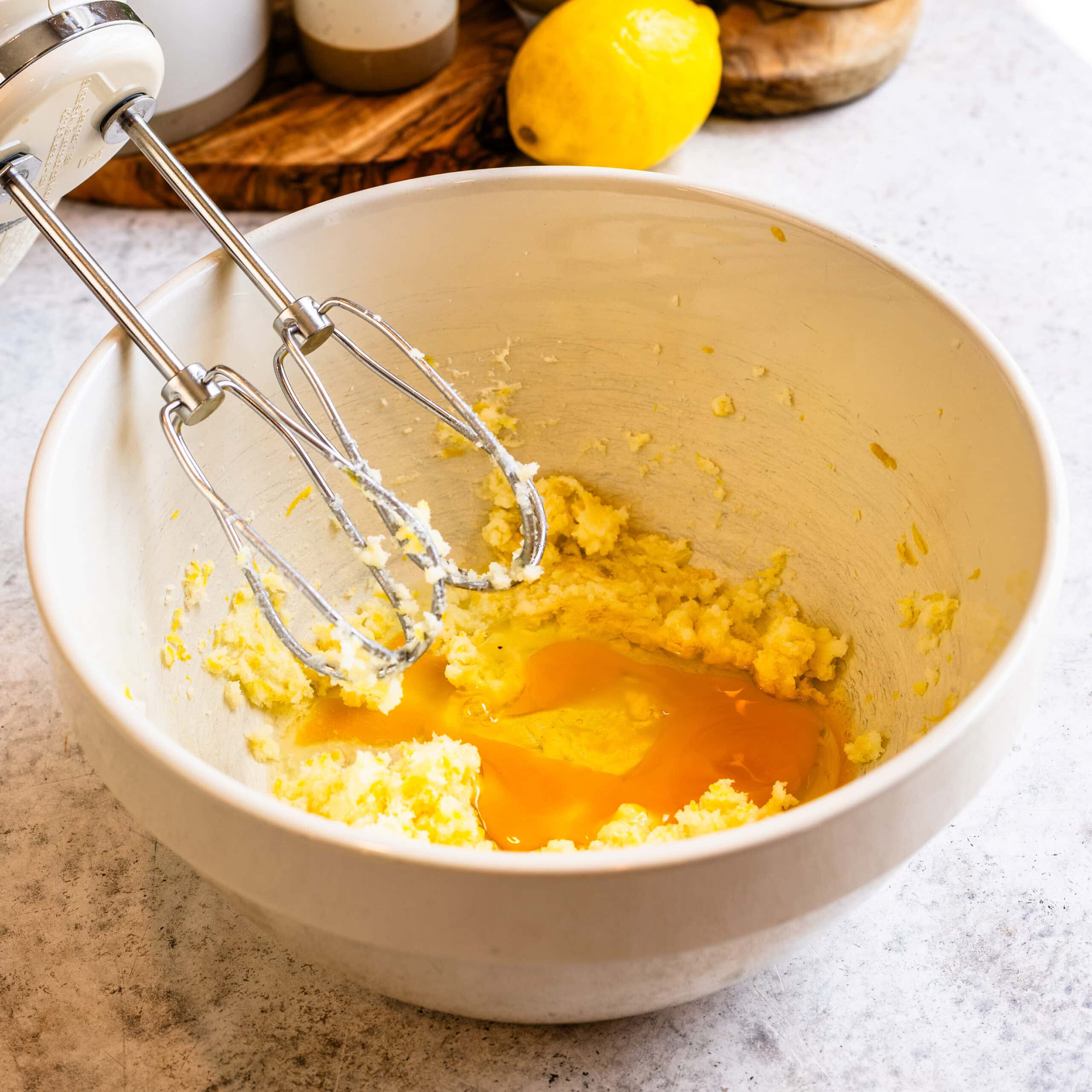 Mashed potatoes with eggs in a mixing bowl, perfect for pie and taco fillings.
